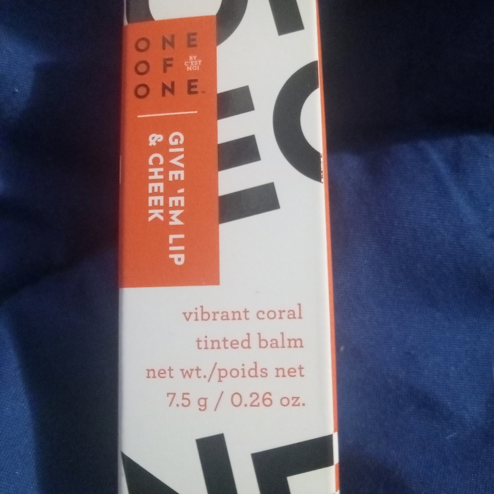 NEW In Box ONE OF ONE. Brand Give 'Em Lip & Cheek Tinted Balm Vibrant Coral